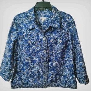 Charter Club Blue Print Jacket Sz 1X